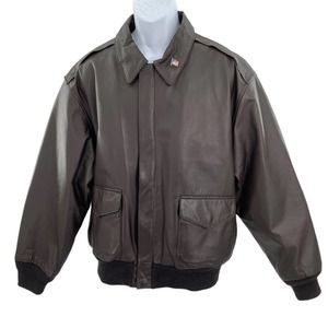 Airborne Leathers USA Air Force Bomber Jacket Dark Brown Genuine Leather Large